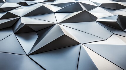 A 3D triangular wall background featuring tiles. It's a polished tile wallpaper with futuristic black blocks, presented in a 3D render.