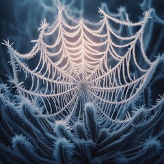 Wall Mural - Frosted Filament A delicate icy cobweb with a subtle shimmering