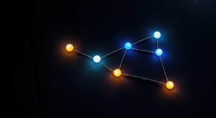 Wall Mural - illuminated constellation simulation with colorful lights on dark background