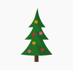 Wall Mural - christmas tree cute icon. colorful baubles decoration. vector illustration.