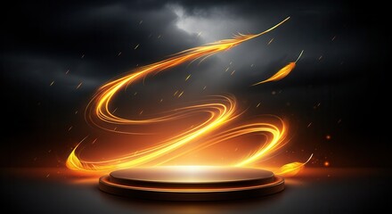 Wall Mural - Mystical fiery swirl dark platform background