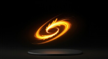 Wall Mural - abstract glowing swirl on dark background with light painting effect