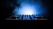 © volga - Atmospheric nightclub dj controller setup with vibrant backlight