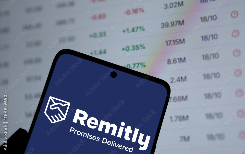 Remitly Sample Dhaka, Bangladesh- 26 Nov 2024: remitly logo is displayed on smartphone ...