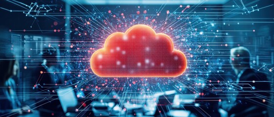 A red cloud with a white outline is displayed on a computer screen