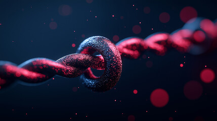 Aufkleber - close up of twisted red and black chain link, symbolizing connection