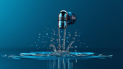 Aufkleber - close up of dripping faucet creating ripples in water