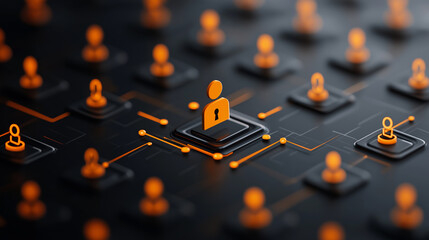 Aufkleber - secure digital network with user icons and lock symbols