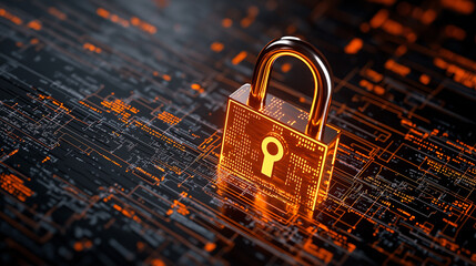 Aufkleber - digital padlock symbolizes security in binary code environment