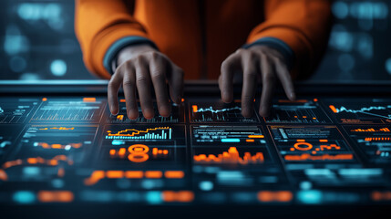 Aufkleber - Futuristic control room with advanced monitoring and data analysis