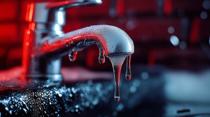 Aufkleber - melancholic scene of faucet dripping into shadowy space