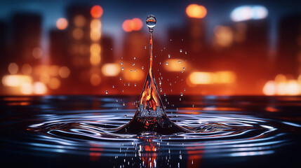 Aufkleber - single droplet of water creates ripples in reflective surface, evoking tranquility