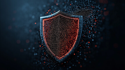 Poster - glowing shield icon representing digital security and protection