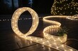 © Hugnaka - glowing long ribbon twisted into a circular shape with a sparkling glow, soft light, circular shape, , shimmering texture, glowing ribbon