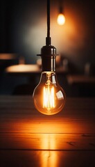 Poster - A light bulb with a glowing light inside of it