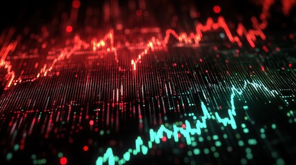 Poster - Stock market chart showing green uptrend and red downtrend