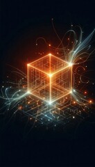 Poster - Digital cubes pulsating with energy intertwined in a dynamic and luminescent network embodying