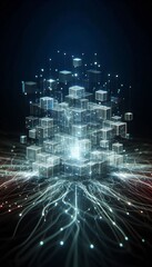 Aufkleber - Digital cubes pulsating with energy intertwined in a dynamic and luminescent network embodying