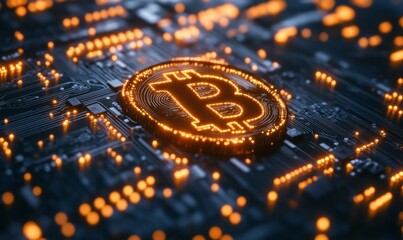 Wall Mural - digital currency transaction through blockchain networks, cryptocurrency and innovation, 3d illustra