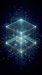Aufkleber - Digital cubes pulsating with energy intertwined in a dynamic and luminescent network embodying