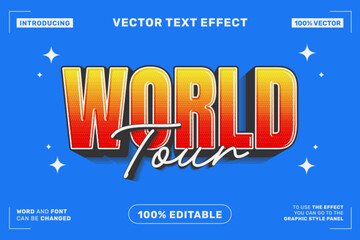 Editable text effect World Tour 3d Cartoon template style premium vector