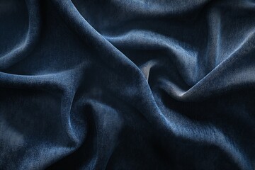 Blue abstract silk fabric wavy shiny satin fabric background