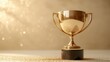 © ryker - Golden trophy on glittering background, symbolizing achievement and success. shiny surface reflects light beautifully, creating inspiring atmosphere