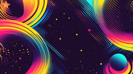 Wall Mural - swirling neon patterns glowing vibrantly in vibrant electric tones with textured gradients