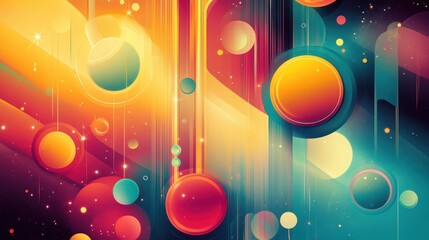 Wall Mural - Sharp lines and glowing textures blend into this bold retro wallpaper backdrop