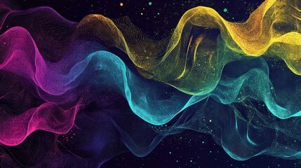 Wall Mural - glowing neon shapes with sharp lines create this bold retro wallpaper background