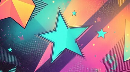 Wall Mural - Pixel art wallpaper with glowing geometric patterns creates this smooth retro design