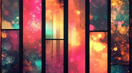Wall Mural - Dynamic neon tones and soft gradients highlight this vibrant retro wallpaper