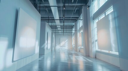 Leinwandbilder - Fine art gallery of blank White canvas art frames hanging from the ceiling in very high resolution. For mock-up artwork background.