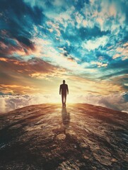Wall Mural - Man on Mountain