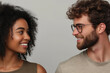 © Evgeny - Portrait of a happy young multiethnic couple looking at each other