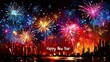 © tonstock - Vibrant fireworks lighting night sky New Year's Eve celebration.