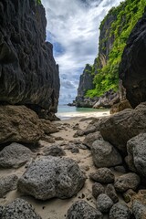 Wall Mural - Beach with Rocks and Water