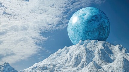Wall Mural - snowy mountain peak with blue ball