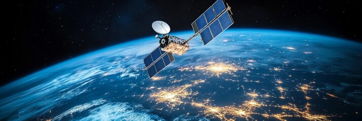 satellite orbiting earth: technology and innovation - satellite in earth orbit showcasing global com