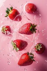 Wall Mural - Fresh strawberries in water