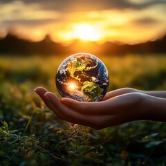 Poster - People connecting worldwide to protect our planet and develop clean energy.  A global network working for a healthy Earth.