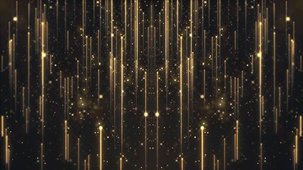 Wall Mural - abstract background animation with glittering shiny gold particles and shooting golden stars. this l