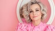 © pvl0707 - Reflecting on beauty moments, a stylish middle-aged woman embraces her cosmetic success with joy and self-love