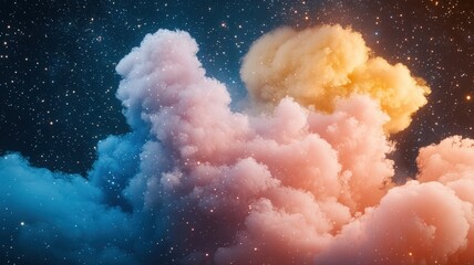 Wall Mural - dynamic colorful cosmic cloud print for branding and design chaos in a starry space environment
