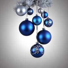 Wall Mural - Christmas blue silver decorations balls New Year isolated