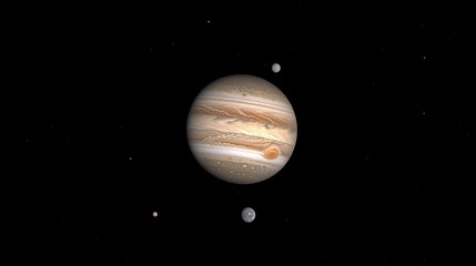 Wall Mural - Jupiter in space, surrounded by its largest moons: Io, Europa, Ganymede, and Callisto.