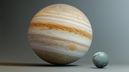 Wall Mural - Jupiter massive size compared to Earth, highlighting its dominance as the largest planet in the solar system.