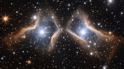 Wall Mural - Twin stars in a binary system orbiting each other in a cosmic dance amidst the starry background.