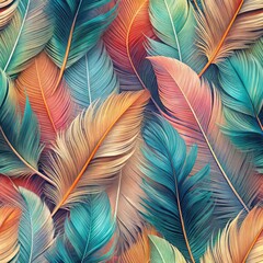 Sticker - Colorful Feather Texture Background With Intricate Details. Generative AI