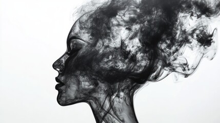 Wall Mural - Black Smoke Forming the Shape of a Woman's Profile